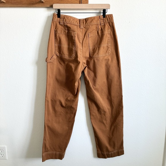 Old Navy High Rise Utility Carpenter Pants Straight Leg Orange Brown Womens 6 - Picture 3 of 7